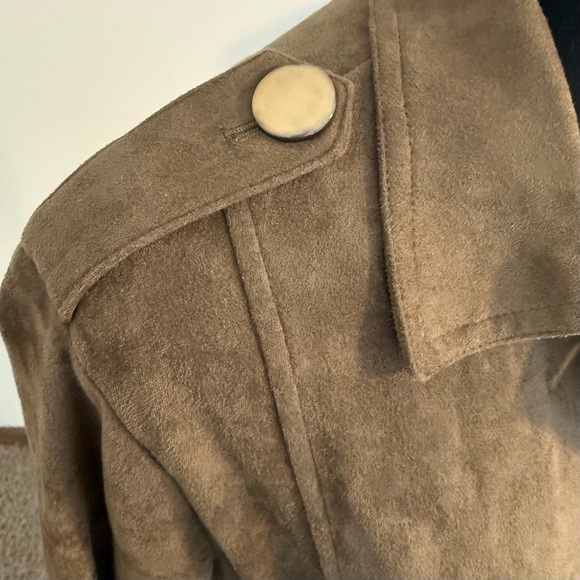 Women's Suede Trench Coat - Brown - Picture 5 of 12